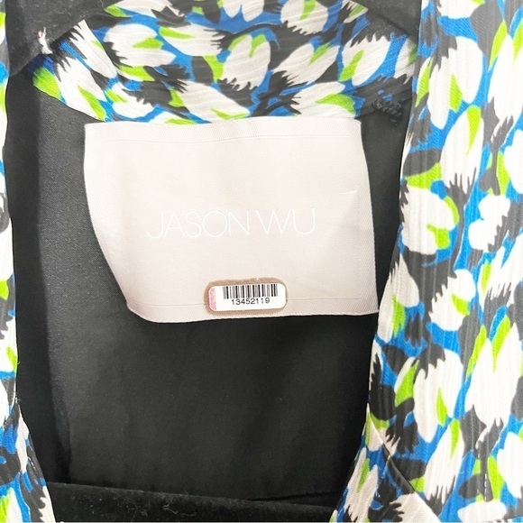 Jason Wu Collection Green Button Up Printed Day Midi Dress Size 2 - Picture 9 of 11